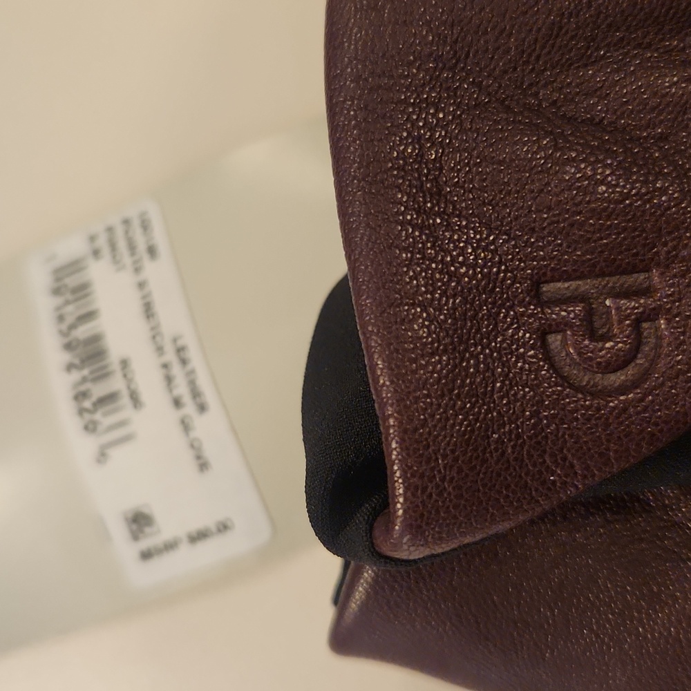 NWT COLE HAAN Cherry Cola Leather Gloves Sz S/M - Picture 2 of 4